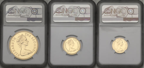 イギリス領ローデシア 1966年 エリザベス2世 5ポンド金貨 3枚セット PF63:4677121-001